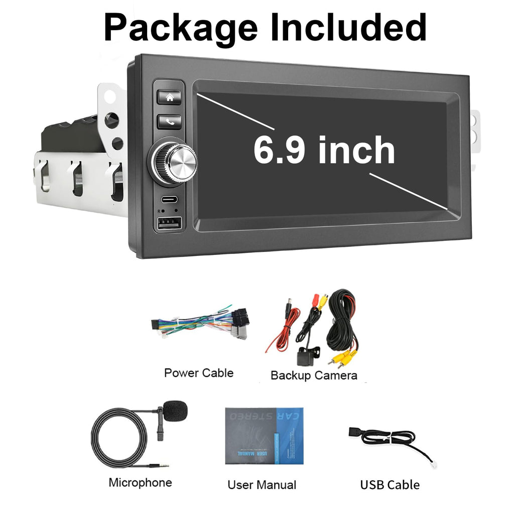 Plug&Play 1.5 Din Car Radio for Chevy Silverado 1995-2002，S10 1998-2002，Blazer 1998-2002，for GMC Suburban 1995-1999,Yukon 1995-2002 Sonoma 1998-2002，6.9 Inch IPS Touch Screen with Carplay Android auto