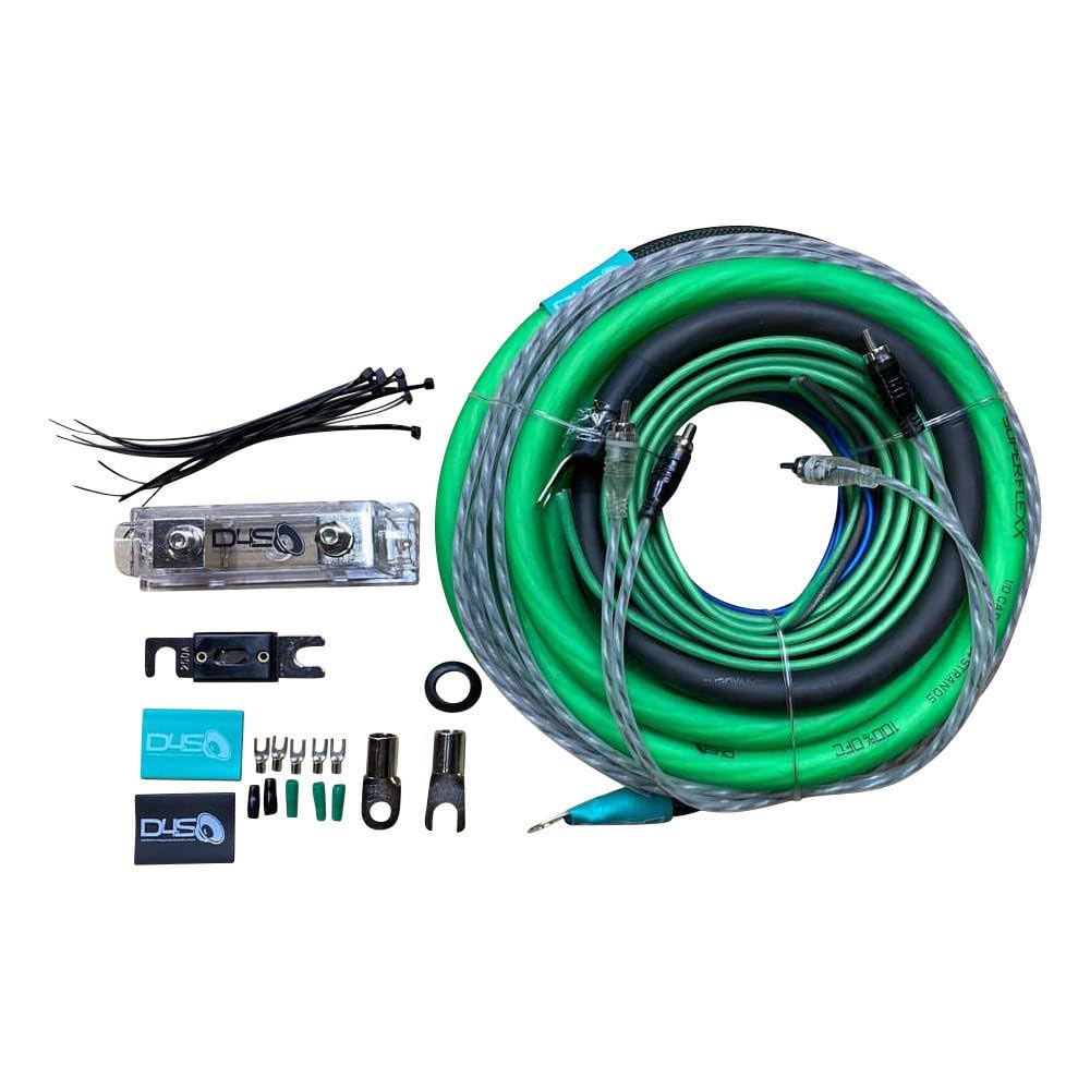 0 Gauge Silver Tinned OFC Amplifier Install Kit Lime Green/Black Car Audio SuperFlexx Wire with RCA