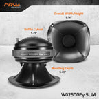 PRV AUDIO 2X WG2500Py Slim 200 Watts 2" Exit Mids & Highs Horn Driver 8 Ohm 107dB PRO Audio Polyimide Compression Driver with Shallow Waveguide (2 Horn Drivers) Bundle 400 Watts