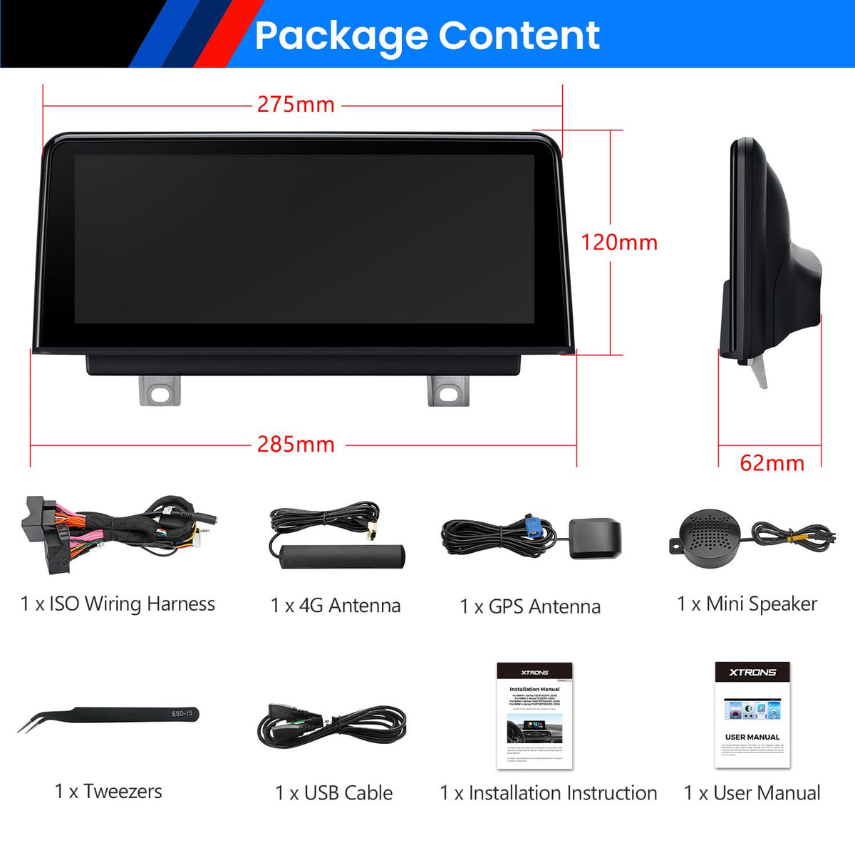 XTRONS Qualcomm 662 Android Car Stereo for BMW F30 F31 F32 F33 F34 F36 M3 M4 NBT System, 10.25 Inch IPS Touch Screen GPS Navigation Support Wireless CarPlay Android Auto Backup Camera (8+128GB)