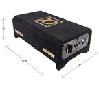 Alphasonik AS80A 8" 600 Watts with a Built-in Amplifier Down-Firing Shallow Mount Enclosed for Tight Spaces in Cars and Trucks, Slim Thin Loaded Subwoofer Air Tight Sealed Bass Enclosure