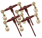 Mytee Products 4 Pack PRO Heavy Duty Chain Binder Ratchet Style 3/8" - 1/2" w/Grab Hooks, 15,000 lbs WLL