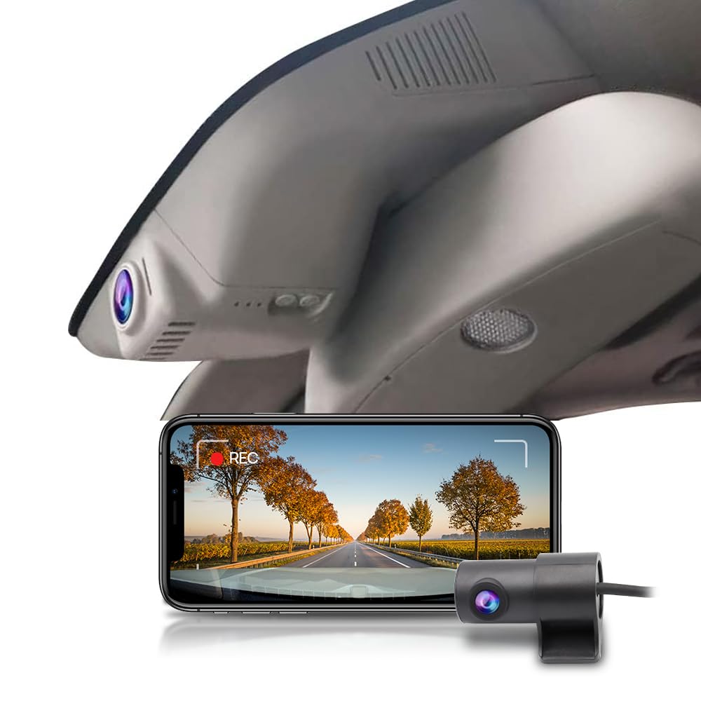 Fitcamx Front 4K+Rear 1080P Dash Cam Suitable for Benz GL 2013-2016 & ML 2012-2015 (HD2-6008), OEM Factory Look, 2 Way HD Video, Built-in WiFi & APP, Loop Recording, G-Sensor, Easy to Use, 128GB Card
