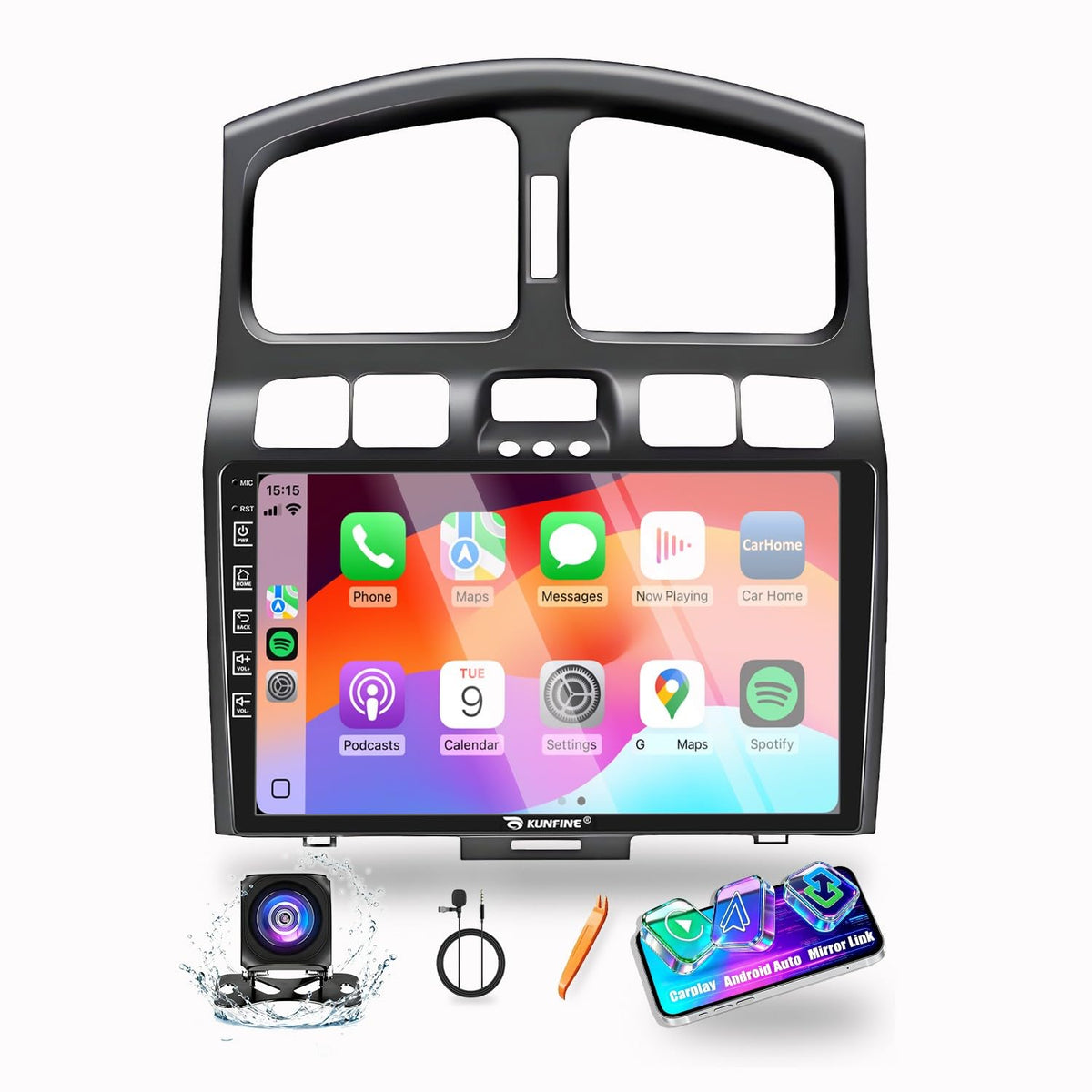 for Hyundai Santa Fe 2001-2006 Car CarPlay Android Auto Navigation Stereo GPS Radio Reverse Camera Display 9" IPS Touchscreen Headunit Tablet Pad Media Player, if Applicable Quad Core 4G+64G