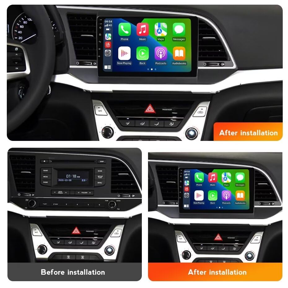Radio for Hyundai Elantra 2016 2017 2018 Stereo Upgrade Dash Kit Car GPS Navigation,2+32GB 9" IPS Touch Screen Head Unit with Car-Play & Android Auto/SWC/Rear View