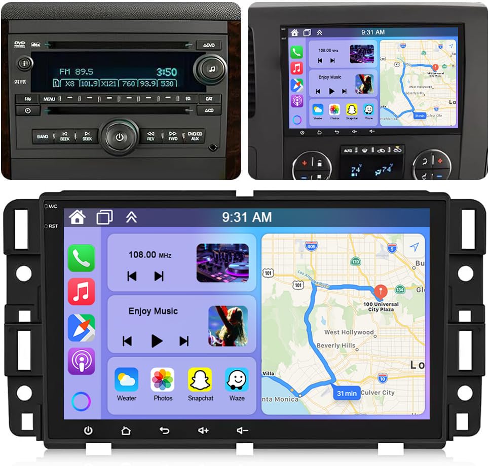 Car Radio for Chevy Impala 2006-2013 w/Wireless CarPlay Android Auto, 2+32G