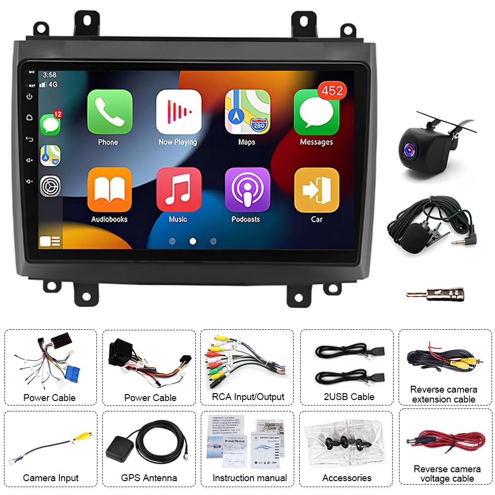 10" Double Din Car Stereo Radio for Cadillac SRX 2004 2005 20006 2007 2008 with Wireless Carplay Android Auto, 2+64G Touchscreen Car Radio GPS WiFi Bluetooth GPS Navigation FM RDS AHD Backup Camera