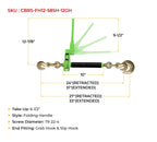 Mytee Products Chain Binder Kit - 2PK Hi-Viz Green Folding Ratchet Load Binder w/ 1/2" Grab Hook & 5/8" Slip Hook 15,000 lbs WLL & 2PK 1/2" x 20' G70 Binder Chain w/Clevis Hooks for Flatbed Trailers