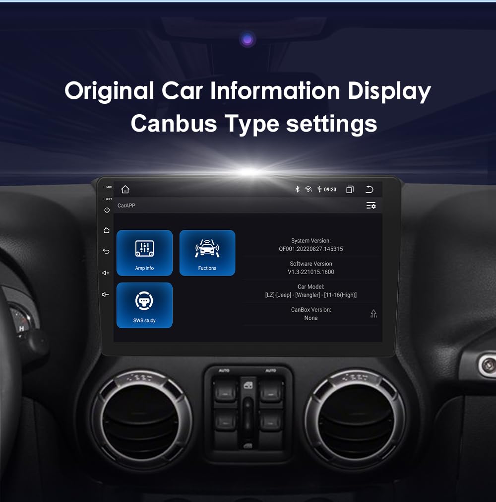 Android 14 Car Radio Stereo for Jeep Wrangler/Jeep Compass/Jeep Liberty/Dodge Ram /, 8 Core 4+32GB 10.1" QLED Touchscreen GPS Navigation Head Unit with CarPlay Android Auto Bluetooth DSP