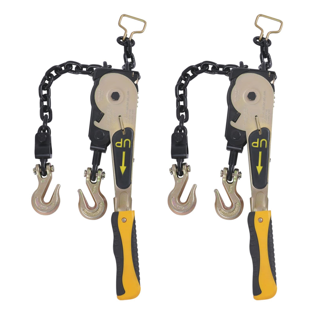 2 Pack Ratchet Chain Binder,Heavy Duty Tie Down Load Binder for 3/8 Inch to 1/2 Inch Chains,6600 lbs Load Capacity Double Gear Ratcheting Binder with Grab Hooks for Trailer Truck Cargo