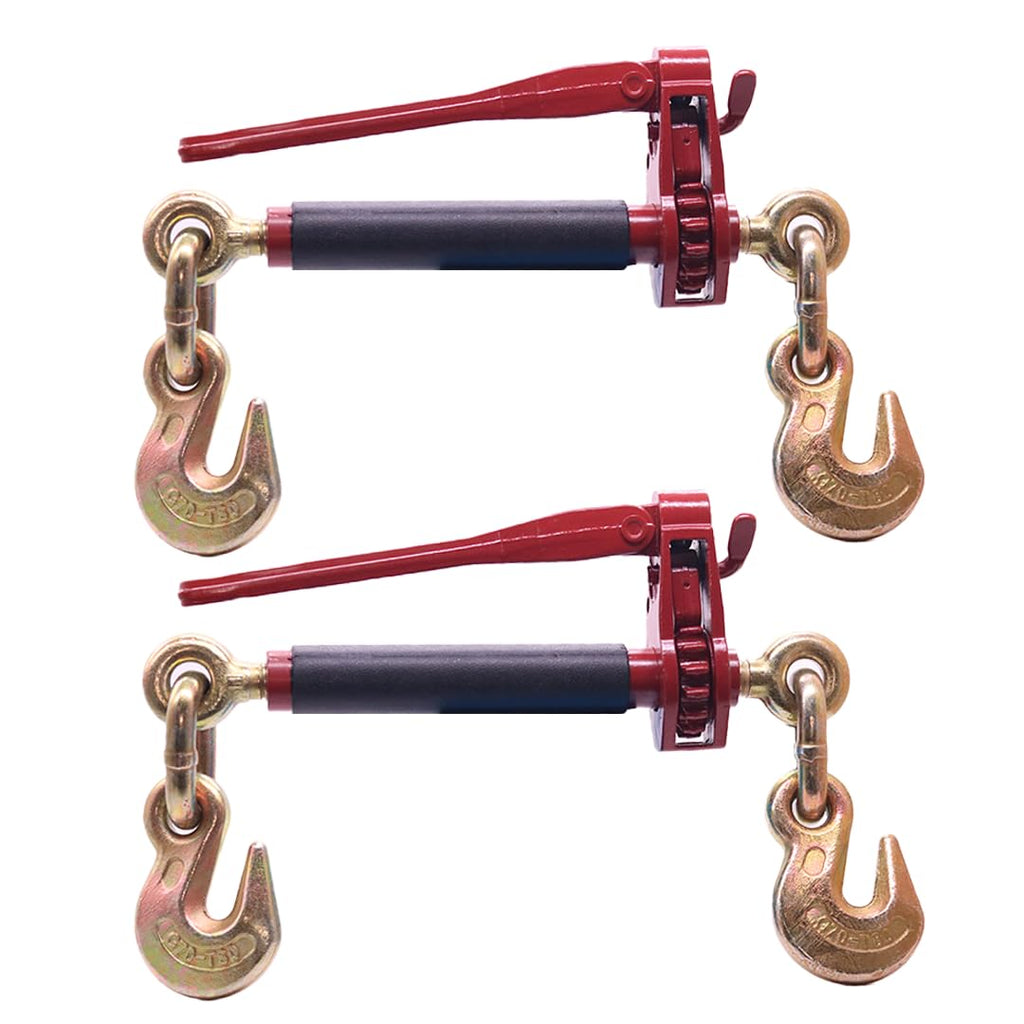 BoxerTool 4 Pack 3/8" - 1/2" Heavy Duty Folding Handle Ratchet Load Binder w/Grab Hook 12,000 lbs WLL - Transport Chain Binder