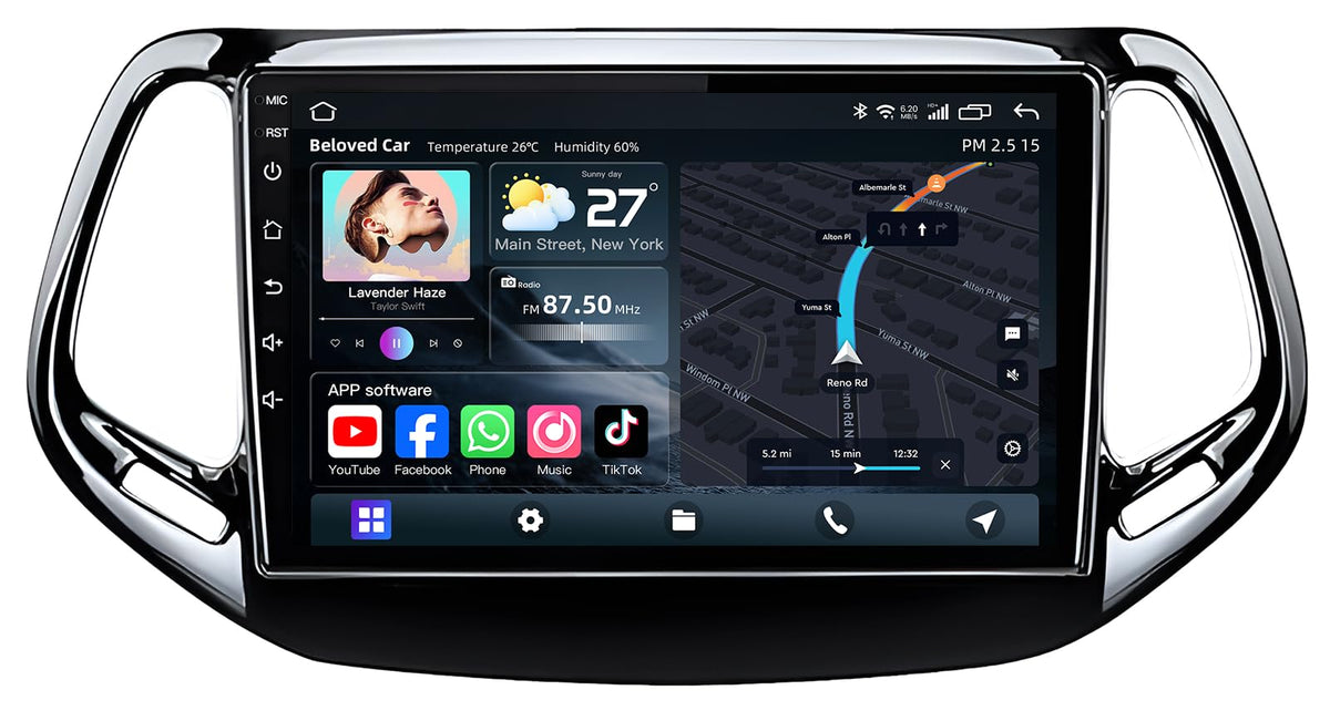 [4+64G] Car Radio for Jeep Compass 2017-2020: 10inch 1280 * 800HD Touch Screen Head Unit Stereo Replacement FM RDS CarPlay Android Auto 5GWiFi Bluetooth5.0 1080P Backup Camera SWC GPS