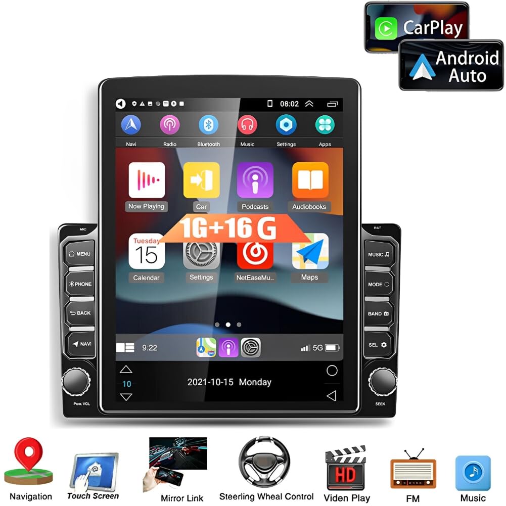 Double Din Car Stereo for Nissan Frontier 2015-2021 with Wireless Carplay Android 9.7 inch Vertical Touch Screen Radio for Frontier Head Unit GPS Navi with Backup Camera Bluetooth FM/RDS DSP, 2+32G