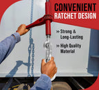 Mytee Products 4 Pack PRO Heavy Duty Chain Binder Ratchet Style 3/8" - 1/2" w/Grab Hooks, 15,000 lbs WLL