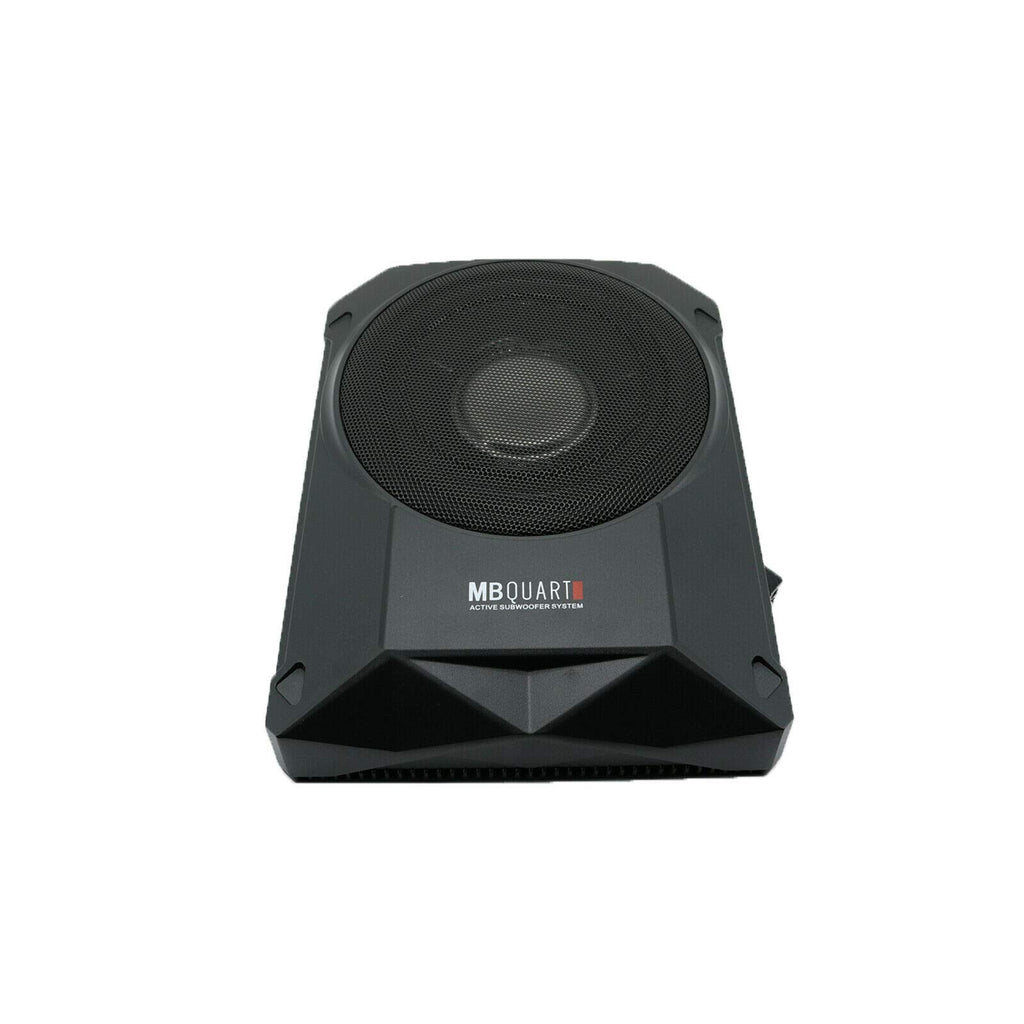 MB Quart RW-108A 600W Reference Series 8" Slim Low Profile Compact Under-Seat 4-Ohm Active Powered Subwoofer Enclosure with Built in Amplifier for Car RV ATV, Black