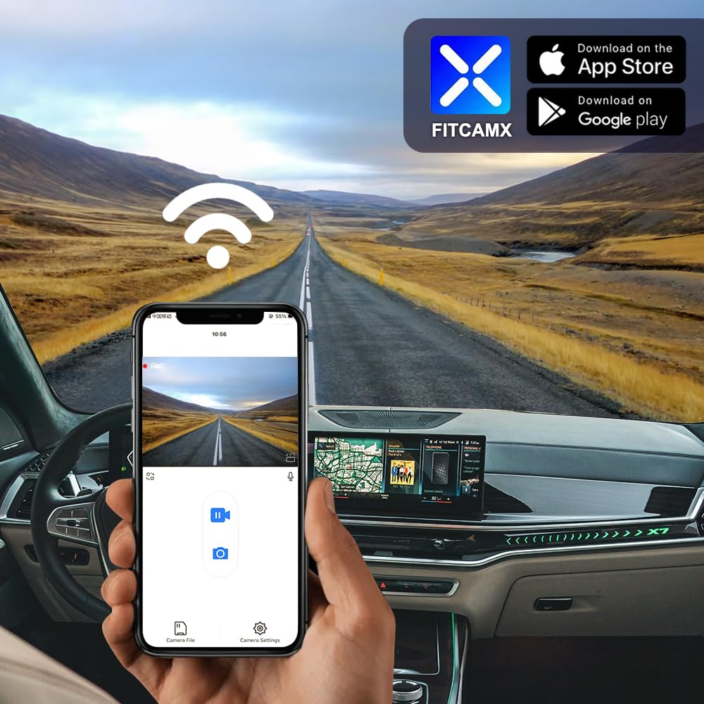 Fitcamx Front 4K+Rear 1080P Dash Cam Adapts for BMW X7 2023-2027, OEM Look