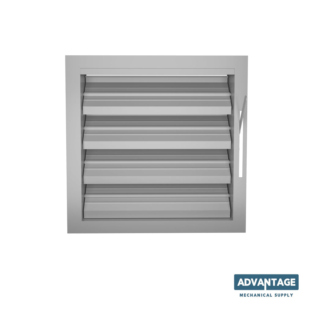 Louver with Deflective Adjustable Blades LA4A, Adjustable, 4" Deep U-Frame Vent with 3" Blade Spacing, HVAC Ventilation Louver, (White - Galvanized Steel, 12" X 12") (Made to Order 2–4 Weeks)