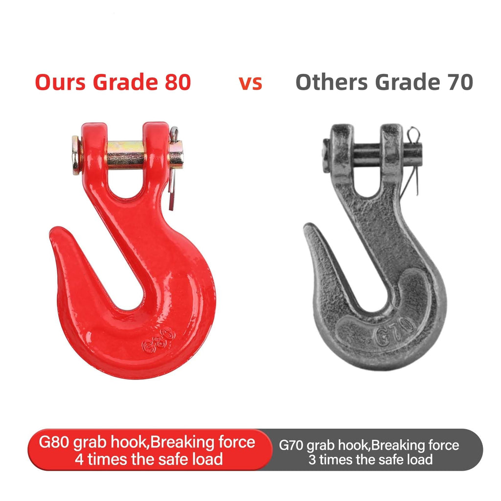 G80 5/16"(4PC*Chain and Binder Kit+10PC Hooks)