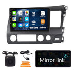 Tesla Style Car CarPlay Android Auto Navigation Stereo GPS Radio Reverse Camera 9.7" IPS Touchscreen Headunit Tablet Media Player for Honda Civic 2004-2011, if Applicable Quad Core 2G+32G MT