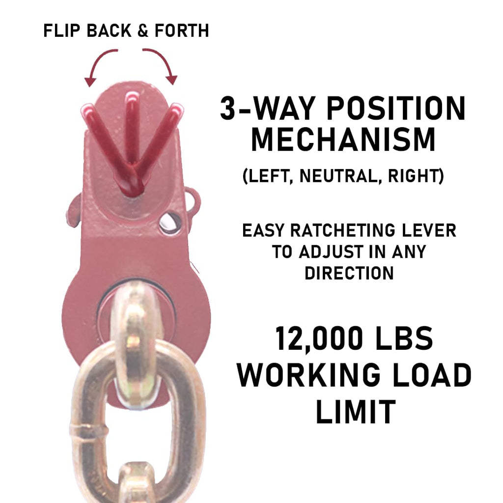 BoxerTool 4 Pack 3/8" - 1/2" Heavy Duty Folding Handle Ratchet Load Binder w/Grab Hook 12,000 lbs WLL - Transport Chain Binder
