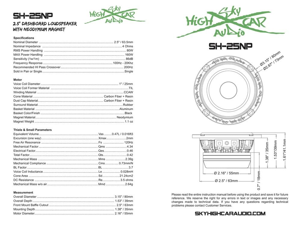 Sky High Car Audio 2.5" Neo Mid Range (Pair)