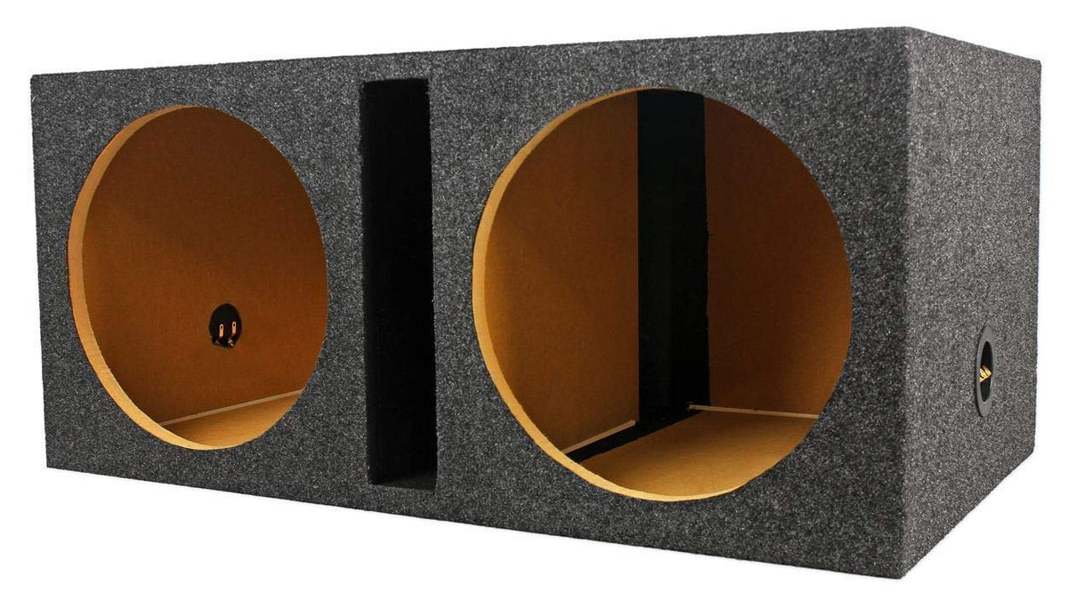 BOSS Audio P126DVC 12 Inch 2300 Watt Car Subwoofers with Dual Voice Coil and QBASS12 Q Power 12 Inch Dual Heavy Duty Vented Subwoofer Box Enclosure