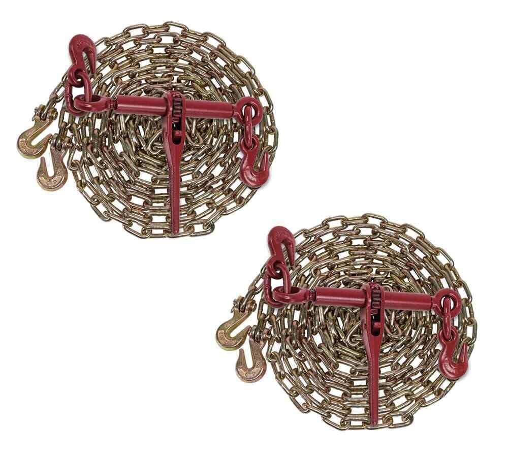 TM USWWAGOODS Replacement for/Fits 2 Pack 1/4'x12' G70 Chain Binder Kit w/Grab Hook & Load Binder 3150# WLL