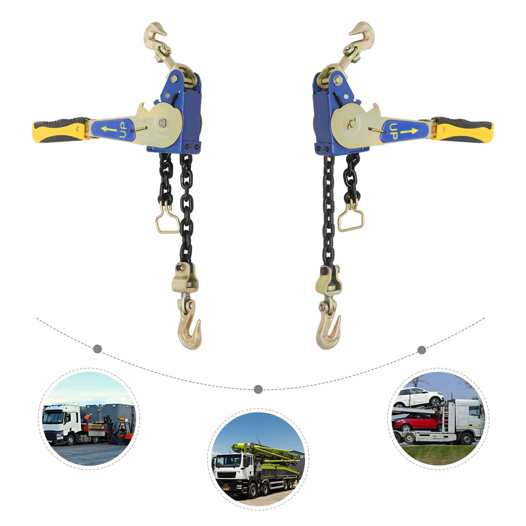 2 Pack 5/16"-3/8" Easy Ratchet Chain Binder with Grab Hooks & 5400 lbs