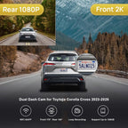 Fitcamx Front 2K+Rear 1080P Dash Cam Adapts for Toyota Corolla Cross 2023-2026 Hybrid (NOT Corolla), OEM Style, Dual HD Video, Built-in WiFi & APP, Loop Recording, G-Sensor, Easy to Use, 64GB Card