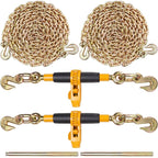 NEW 2 Pack 3/8"-1/2" Ratchet Binder Load Binders 12000 lbs w/20ft G80 Chains NEW