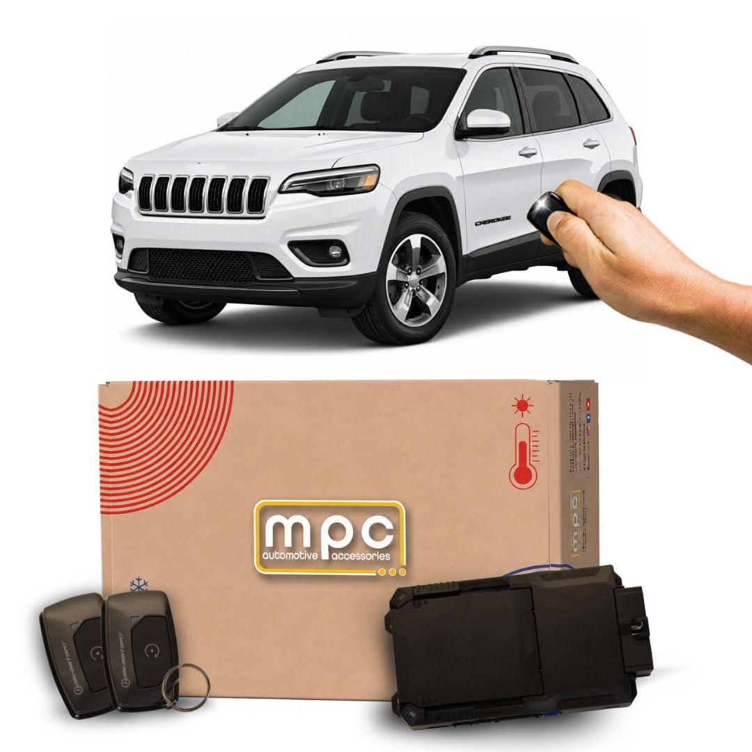 MPC Remote Start Kit Compatible with Jeep Cherokee 2019-2023 || 2-Way 1-Button Remotes Long Range || Plug & Play || No Wire Splicing || USA Tech Support
