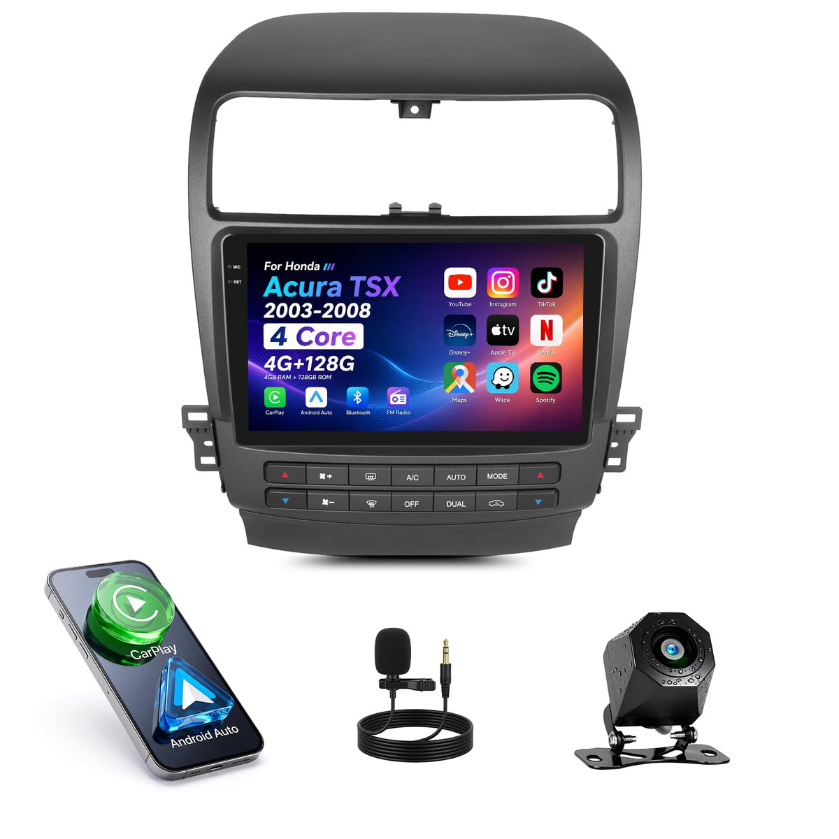 [2+64G] Android 15 Car Radio Stereo for Honda Acura TSX 2003-2008