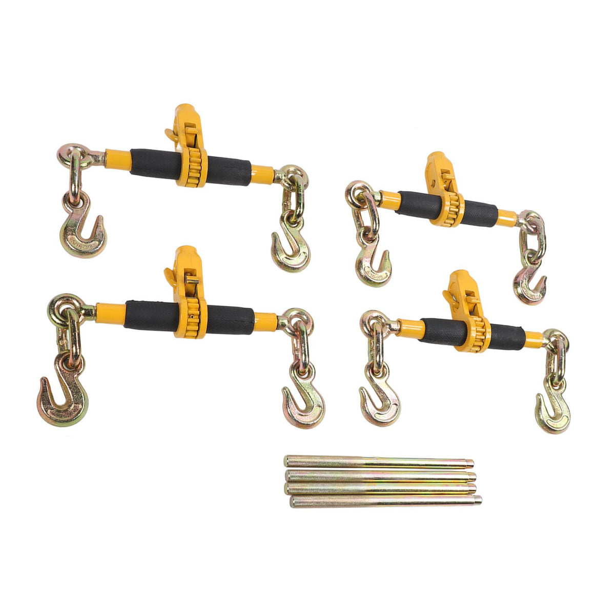 12,000lbs Ratchet Load Binder with Detachable Handle for Easy Storage, Anti Slip, Cast Steel, 4 Set Ratchet Chain Binder (3/8-1/2)(5/16-3/8)
