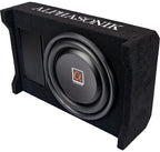 Alphasonik AS80A 8" 600 Watts with a Built-in Amplifier Down-Firing Shallow Mount Enclosed for Tight Spaces in Cars and Trucks, Slim Thin Loaded Subwoofer Air Tight Sealed Bass Enclosure
