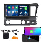 Tesla Style Car CarPlay Android Auto Navigation Stereo GPS Radio Reverse Camera 9.7" IPS Touchscreen Headunit Tablet Media Player for Honda Civic 2004-2011, if Applicable Quad Core 2G+32G MT