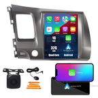 Tesla Style Car CarPlay Android Auto Navigation Stereo GPS Radio Reverse Camera 9.7" IPS Touchscreen Headunit Tablet Media Player for Honda Civic 2004-2011, if Applicable Quad Core 2G+32G MT