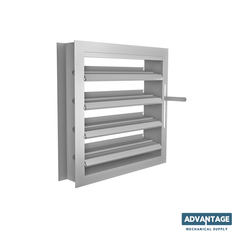 Louver with Deflective Adjustable Blades LA4A, Adjustable, 4" Deep U-Frame Vent with 3" Blade Spacing, HVAC Ventilation Louver, (White - Aluminum, 27" X 27") (Made to Order 2–4 Weeks)