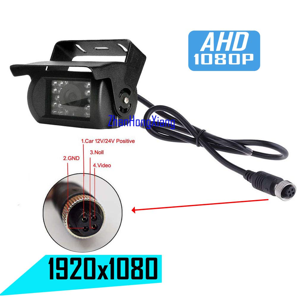 HD 1080P Backup Camera 7" Monitor,4X 4 Pin AHD Car Reverse Rear View Mirror Wired Camera Kit + 7 inch IPS 4-Split Monitor for Bus Truck Trailer RV Heavy Duty A701