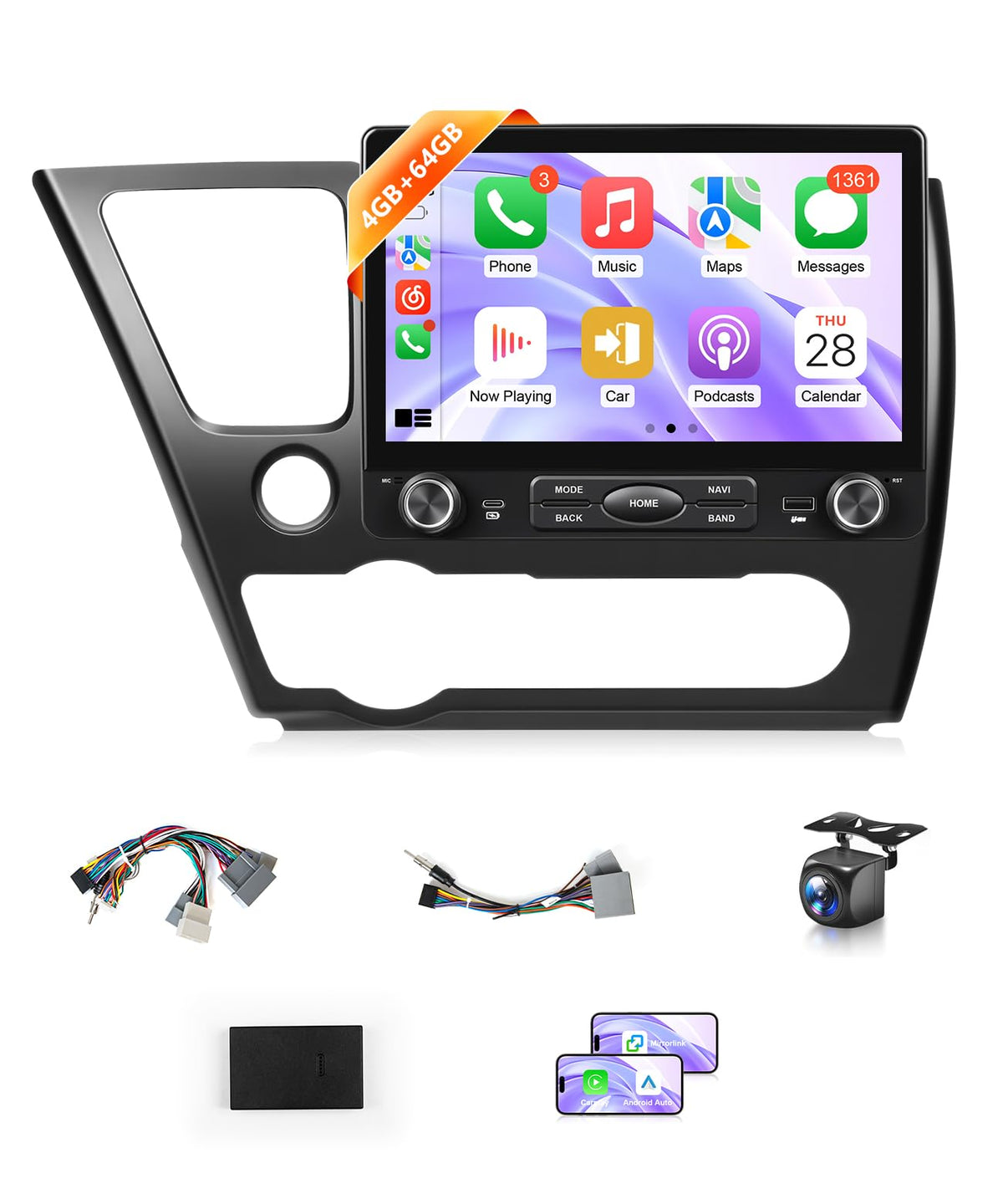 VQU 8Core 4G+64G Car Stereo for Honda Civic 2013-2017 Radio Apple CarPlay