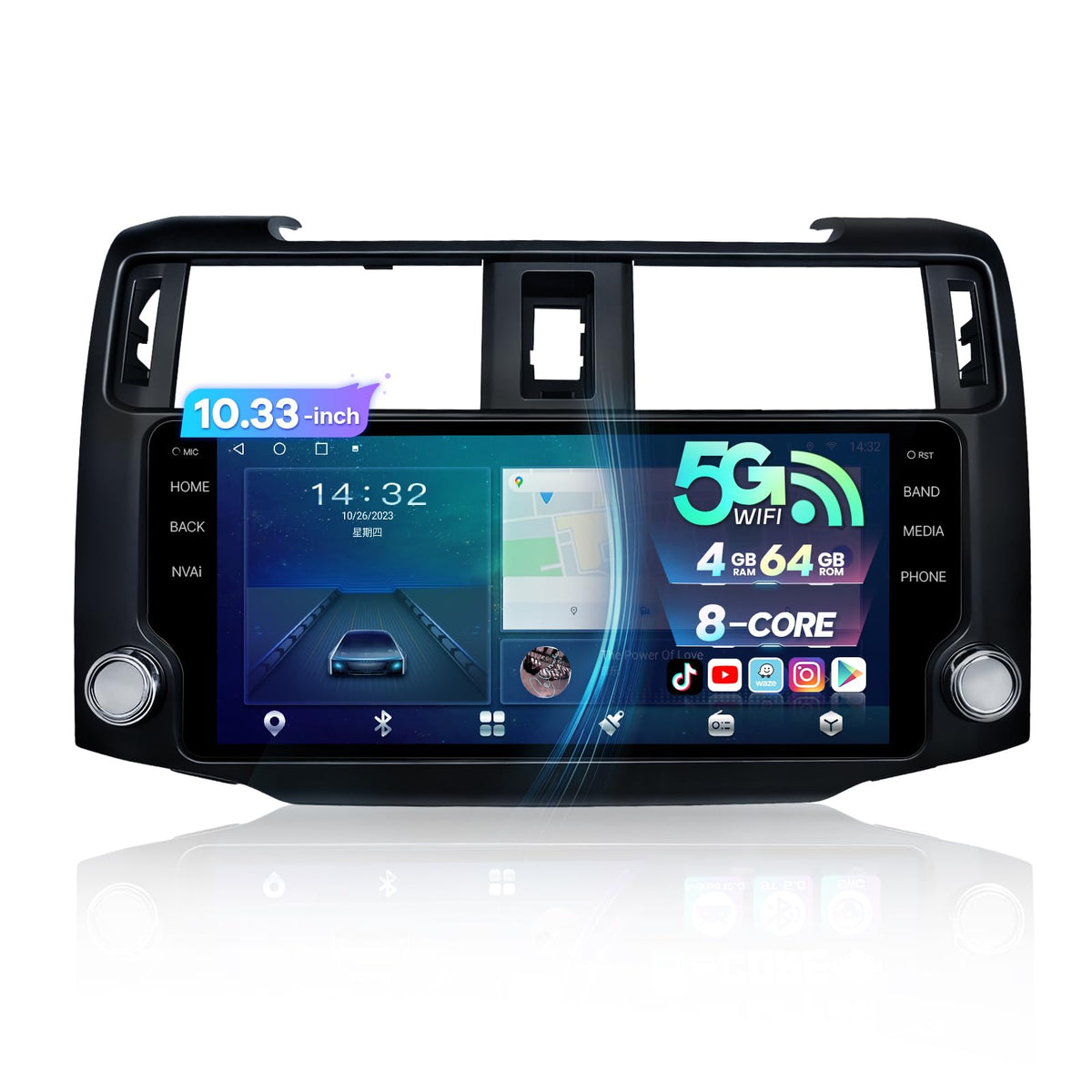 8Core Car Radio for Toyota RAV4 2007-2012 w/JBL, Black