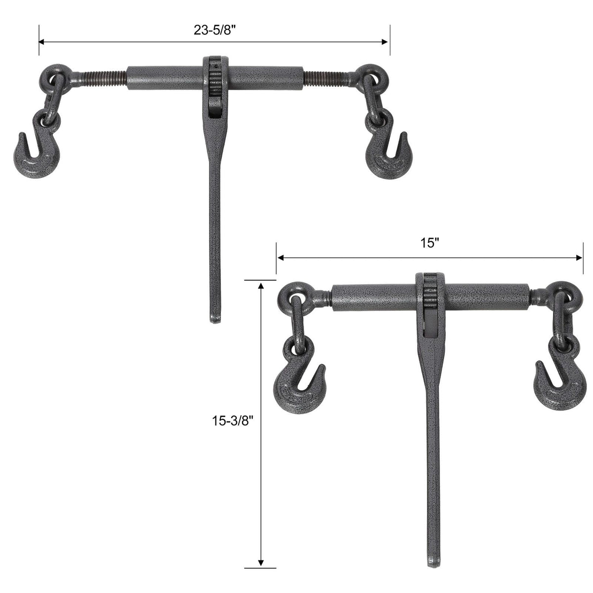 4-Pack Ratchet Load Binders 5/16"-3/8" G70 Hooks - 9200 Lbs Working Load, 33000 Lbs Break Strength, Adjustable Length, Red Powder Coat, Black