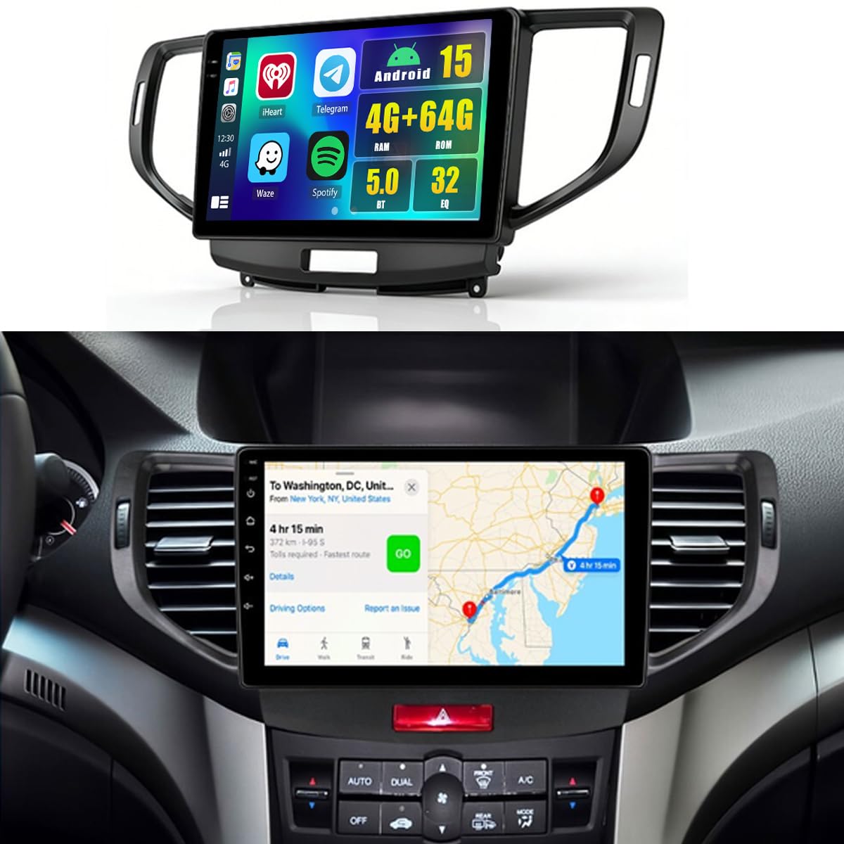 4+128G Android 15 Car Radio for Acura TSX 2009-2014 Honda Accord 2008-2012