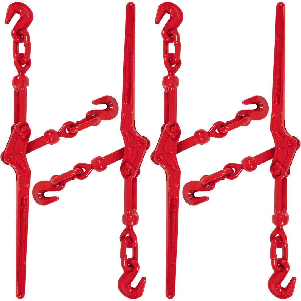 US Cargo Control Load Binders for 5/16 Inch Grade 70 Chain and 3/8 Inch Grade 43 Chain - 5,400 LBS Working Load Limit, (4-Pack) Lever-Style Chain Binders, Ratcheting Design for Easy Tightening