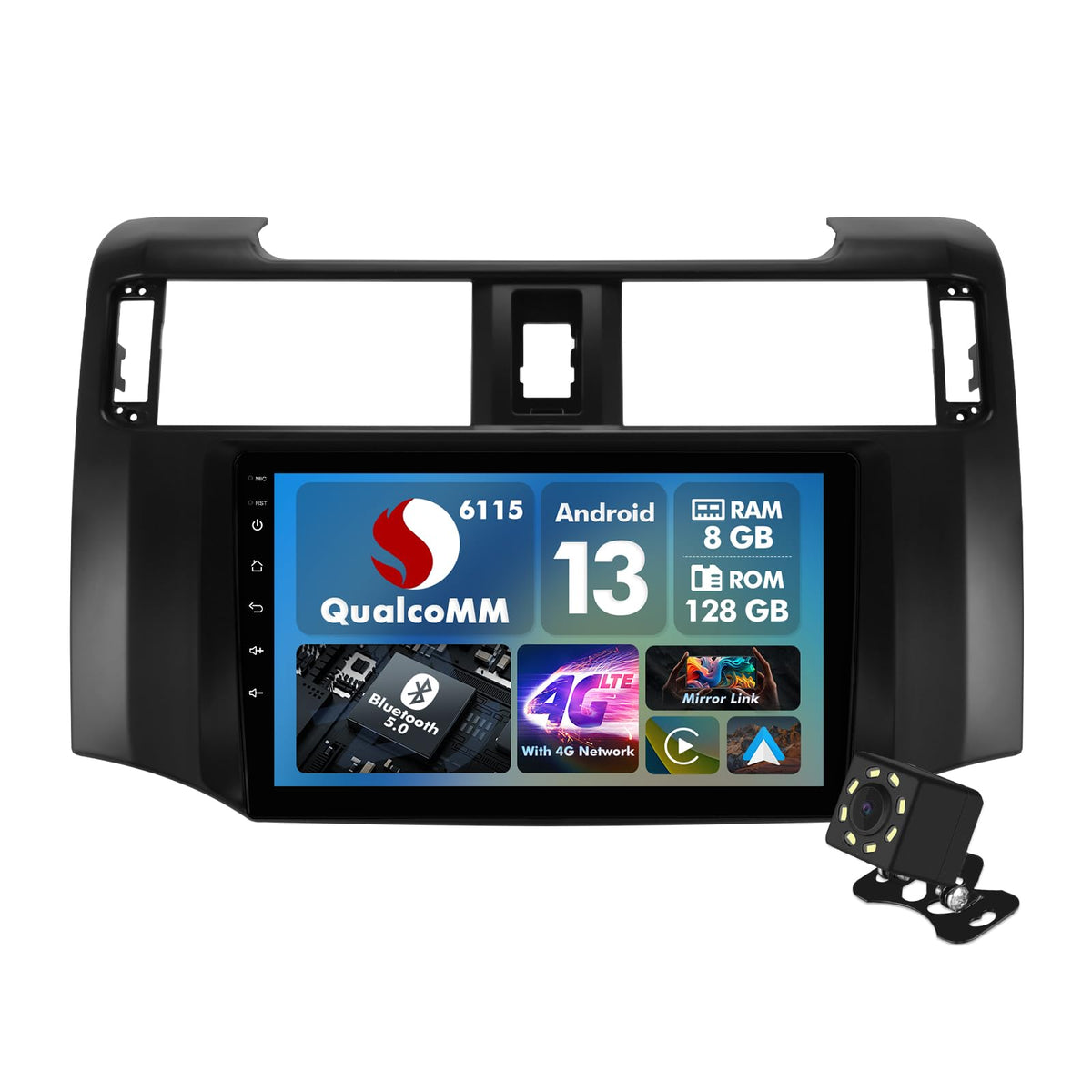 12.3" Touchscreen Radio 4+64G Android 14 Double Din Car Radio Stereo for Toyota 4Runner 2010-2020 Built-in Wireless Carplay/Android Auto/GPS/Bluetooth/FM/AUX-in/SWC/Camera