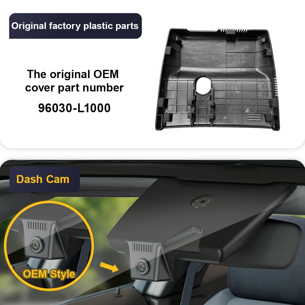 Fitcamx 4K Dash Cam Suitable for Hyundai Sonata 2020-2023 SE SEL Plus Limited N Line & Hybrid (Part No#L1000), OEM Look, 2160P UHD Video, WiFi & APP, Loop Recording, G-Sensor, Plug & Play, 64GB Card