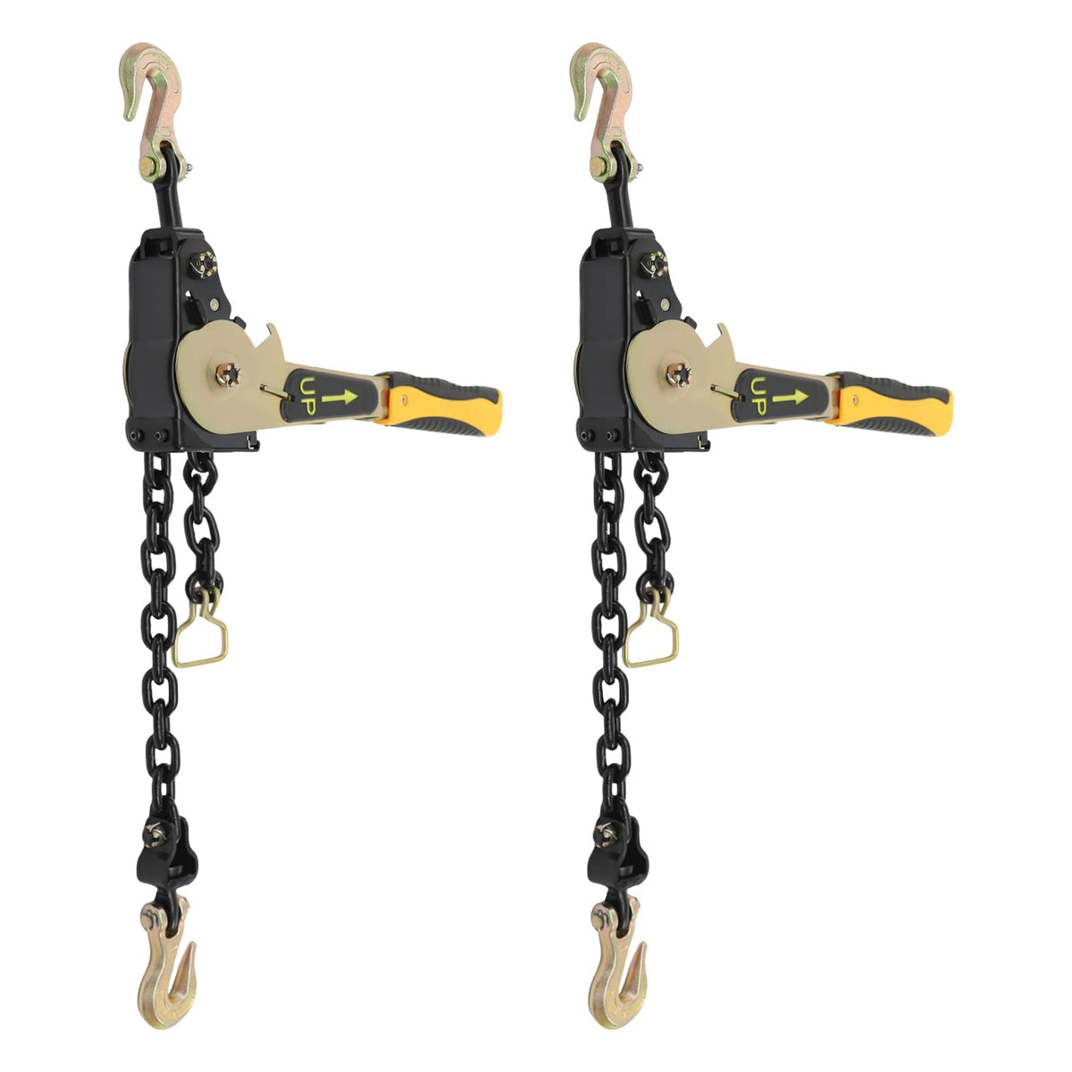 2 Pack Ratchet Chain Binder,Heavy Duty Tie Down Load Binder for 3/8 Inch to 1/2 Inch Chains,6600 lbs Load Capacity Double Gear Ratcheting Binder with Grab Hooks for Trailer Truck Cargo