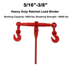 Chain and Binder Kit 5/16in-3/8in, Ratchet Load Binders 5400lbs Safe Working Strength, Ratchet Binders and Chains, 5/16in x 19.6ft Chains w/ G70 Hooks, for Truck, Tie Down, Hauling, Towing
