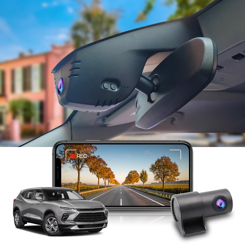 Fitcamx 4K Dash Cam Suitable for Chevy Blazer 2019-2024 RS LT Premier & Blazer EV (HD2-9808, Has Vents), OEM Look, UHD 2160P Video, WiFi & APP, Loop Recording G-Sensor, Plug&Play, 64GB Card