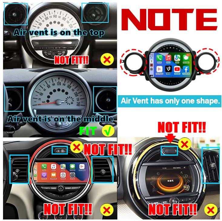 Car Stereo for Mini Cooper R56 2007-2014 with Wireless Apple Carplay Android Auto, 9'' Touch Screen for Cooper R56 Radio Upgrade, GPS, WiFi, Bluetooth, HiFi, SWC, FM, Split Screen, Mic, Backup Cam