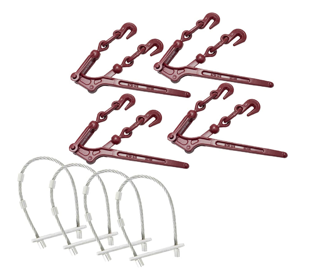Mytee Products Lever Binder Lock Snap Safety Kit: (4) Safety Locking Clip, (4) 3/8" - 1/2" Chain Binder Lever Style